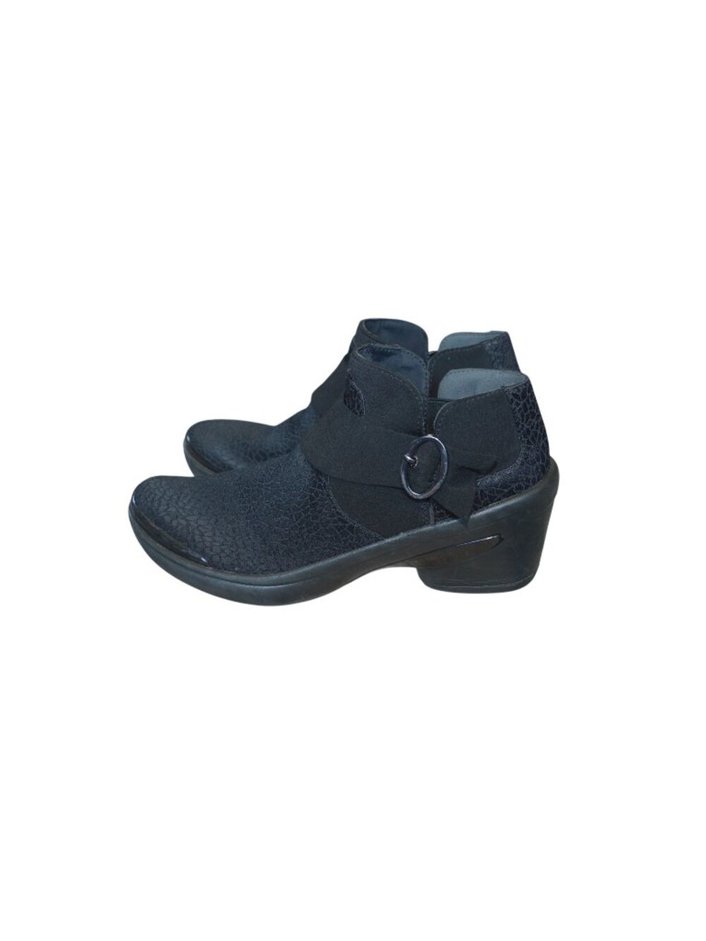 Bzees Black Buckle Ankle Boots Women's Size 11W Slip Resistant Walking Shoes